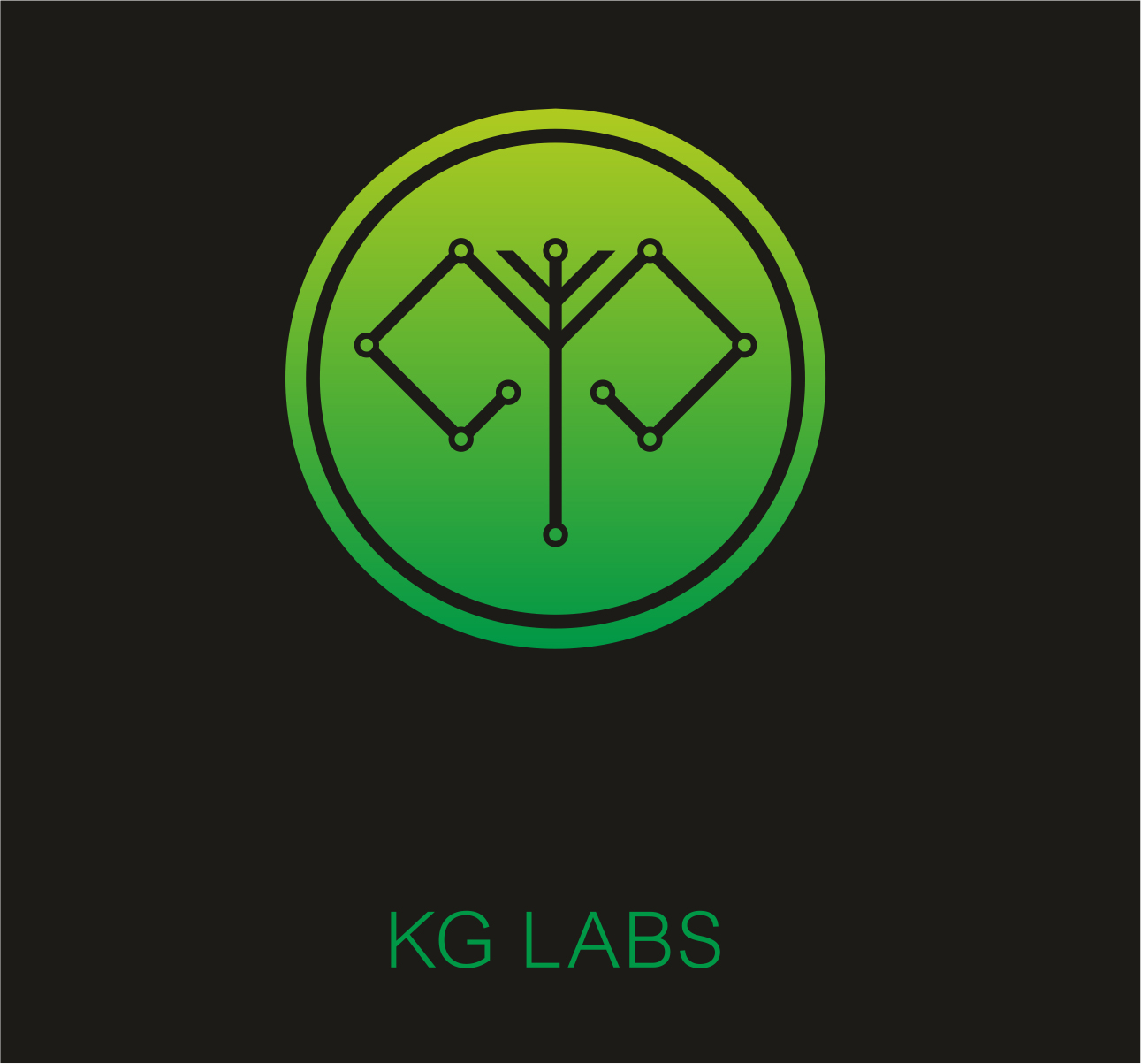 KG Labs logo with green gradient and tree-like symbol