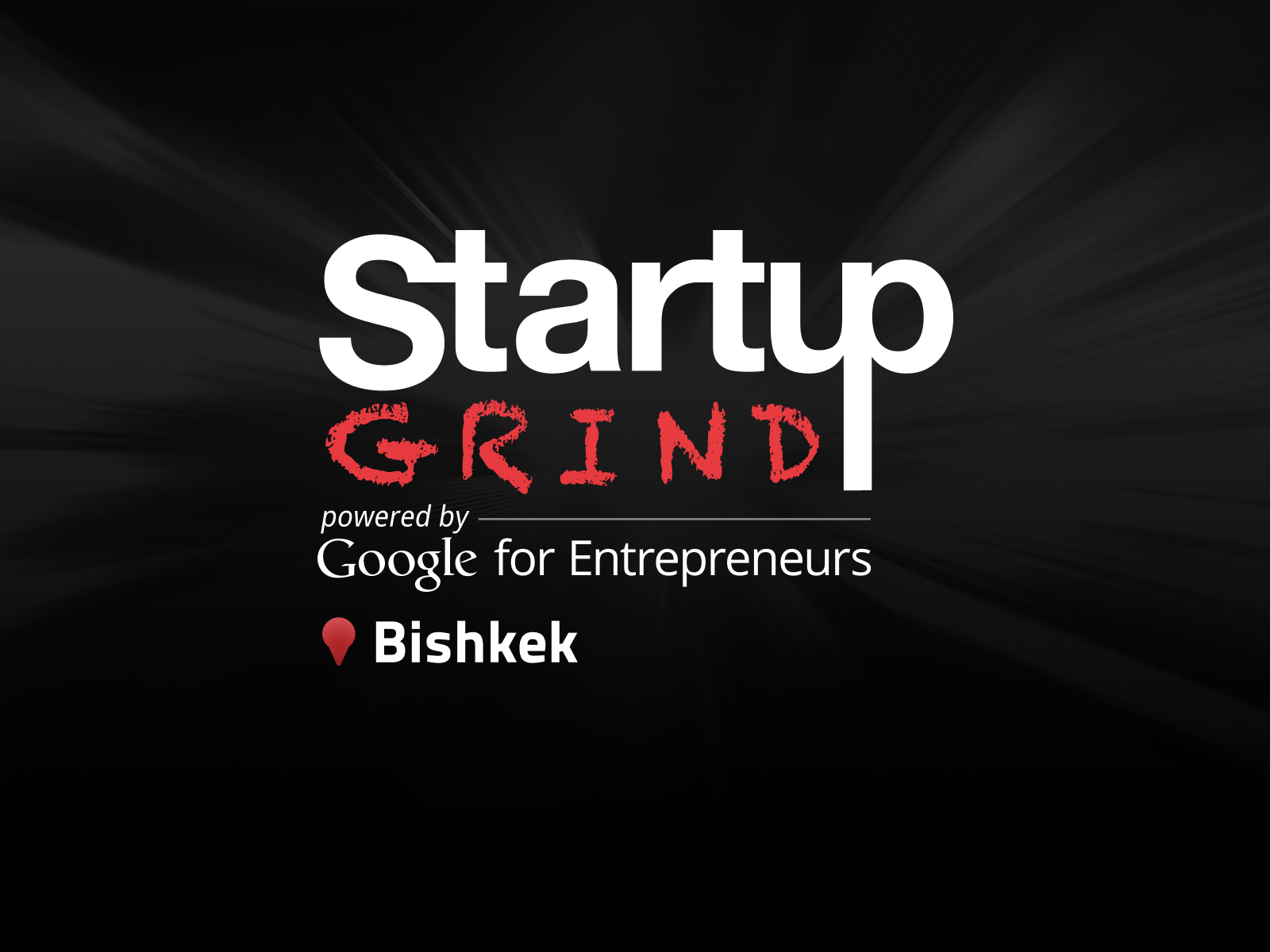 Startup Grind Bishkek banner with black background and red and white text.