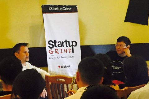 People attending a Startup Grind event in Bishkek, Kyrgyzstan.