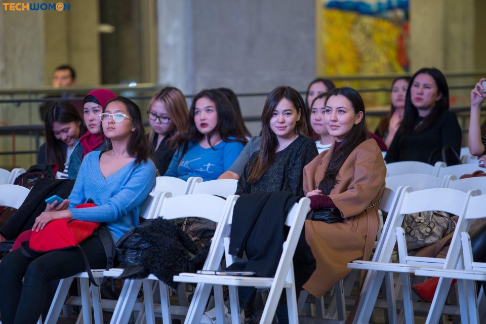 Attendees at a tech event in Bishkek, Kyrgyzstan.