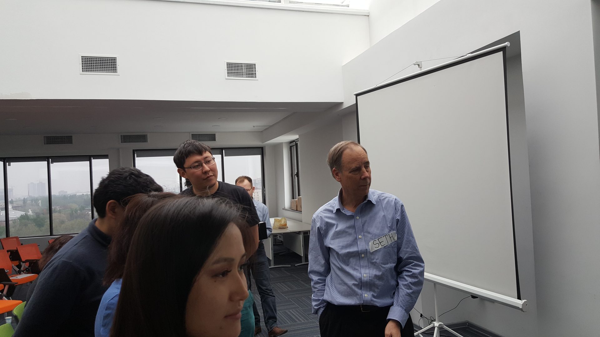Participants in a workshop or meeting at KG Labs Foundation in Bishkek, Kyrgyzstan.