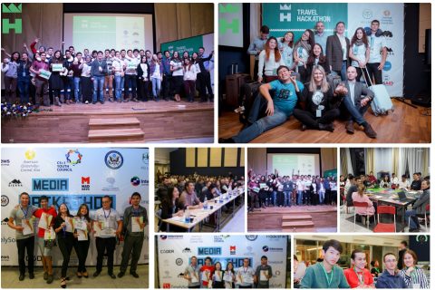Participants at a hackathon event in Bishkek, Kyrgyzstan.