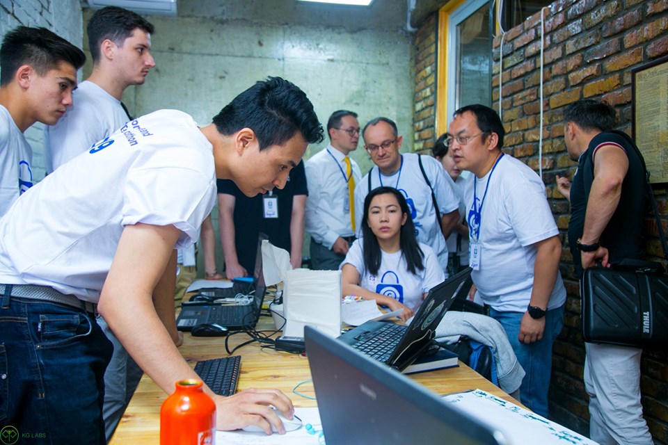 Participants at an Ecommerce and Fintech Hackathon in Bishkek, Kyrgyzstan