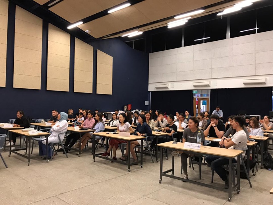 Students and faculty members attend a workshop at the American University in Central Asia.