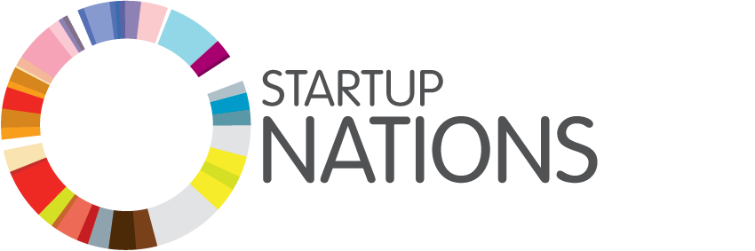 Logo for Startup Nations with a colorful circle and the text 'STARTUP NATIONS'.