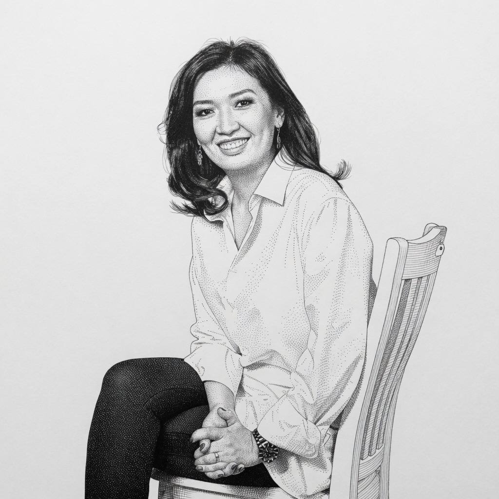 Bermet Tursunkulova, Trustee, Board of Trustees, KG Labs Public Foundation — stipple portrait