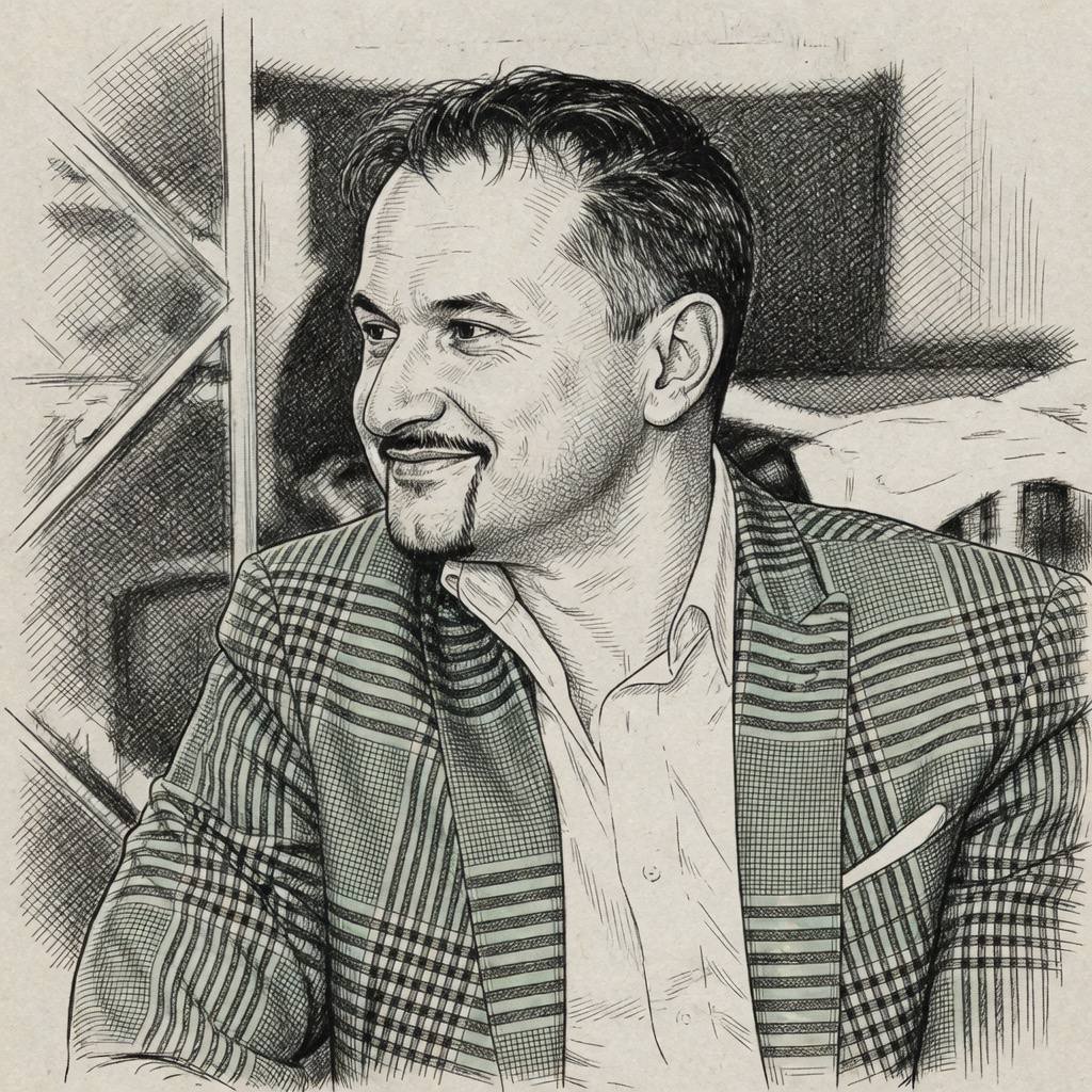 Edil Ajibaev, Trustee, Board of Trustees, KG Labs Public Foundation — stipple portrait