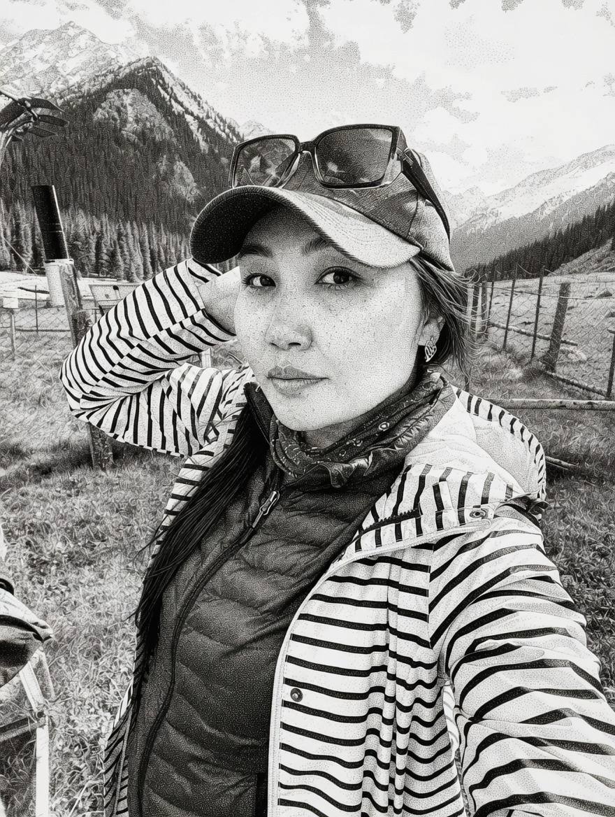 Gulbara Omorova, Glaciologist — field photo in the Tien Shan mountains