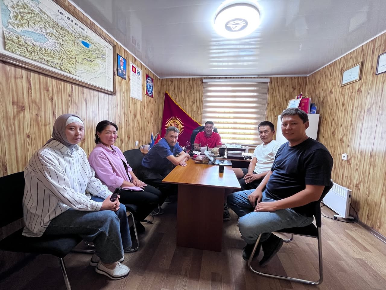 The Karatal-Japyryk State Nature Reserve team. The memorandum was signed and the install began the next day. The reserve rangers led the route choices.