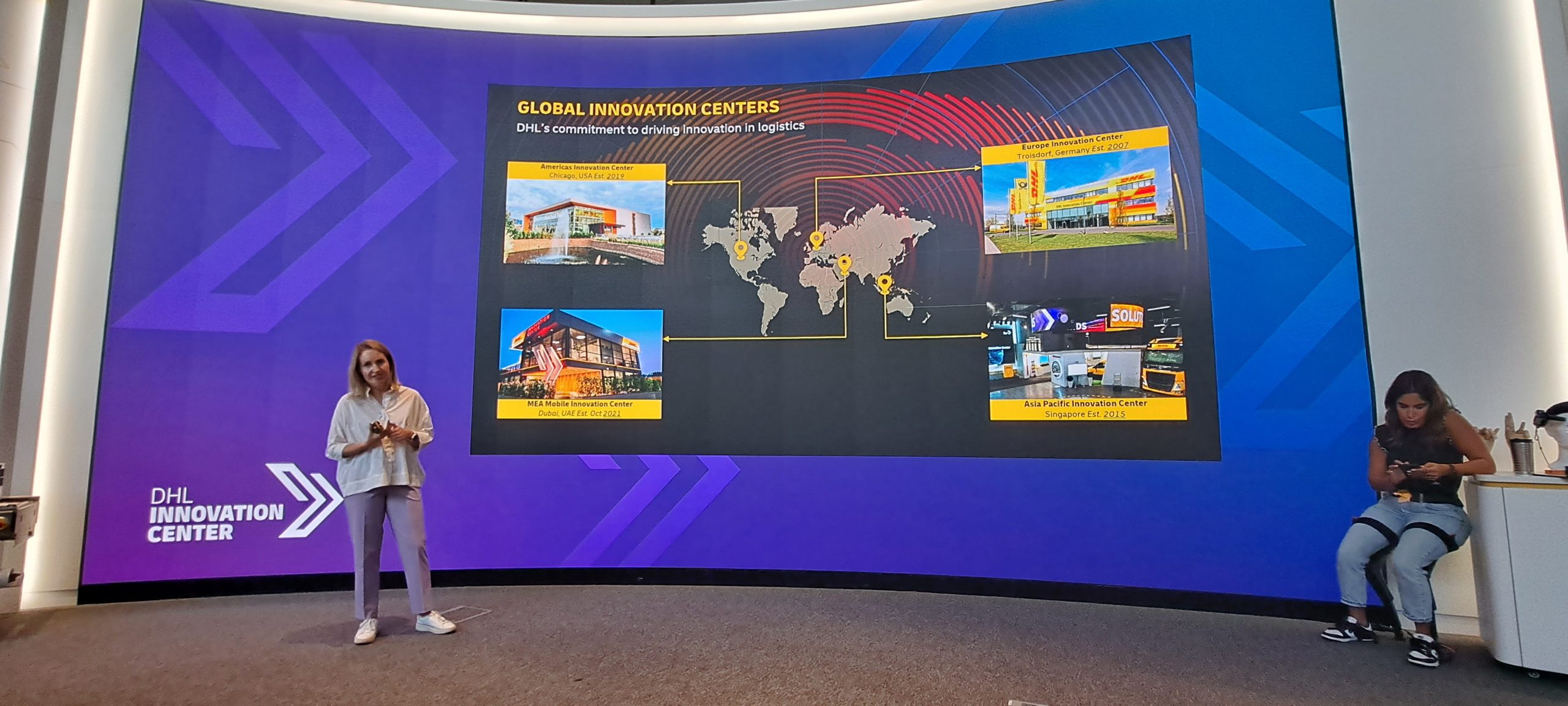 The DHL Innovation Centre in Dubai during the study tour — one of the logistics facilities the Ready4Trade group visited on March 8. Photo: KG Labs, March 8, 2023, Dubai.