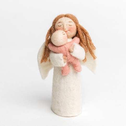 A Craftspring felt figurine — angel mother and child — hand-crafted in Kyrgyzstan, sold from a Brooklyn storefront. The design is Western; the craft is local. Source: Craftspring product catalogue, via ITC Ready4Trade research, 2021.