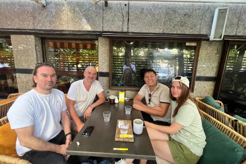 With Leonid Pustov in Bishkek, July 2023. Seven years on from the 2016 KG Labs tourism hackathon. The introductions made in that weekend produced relationships still active in the regional travel-startup community.